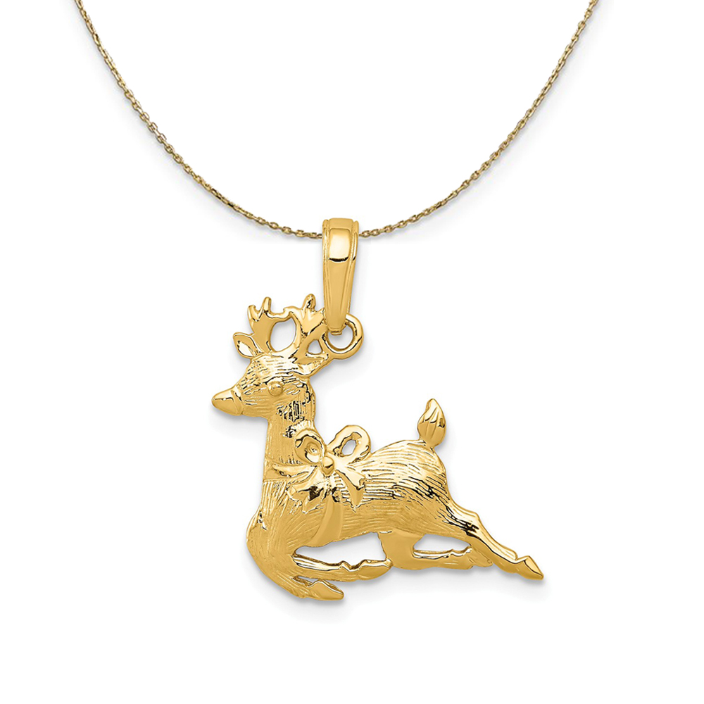 14k Yellow Gold Reindeer Necklace