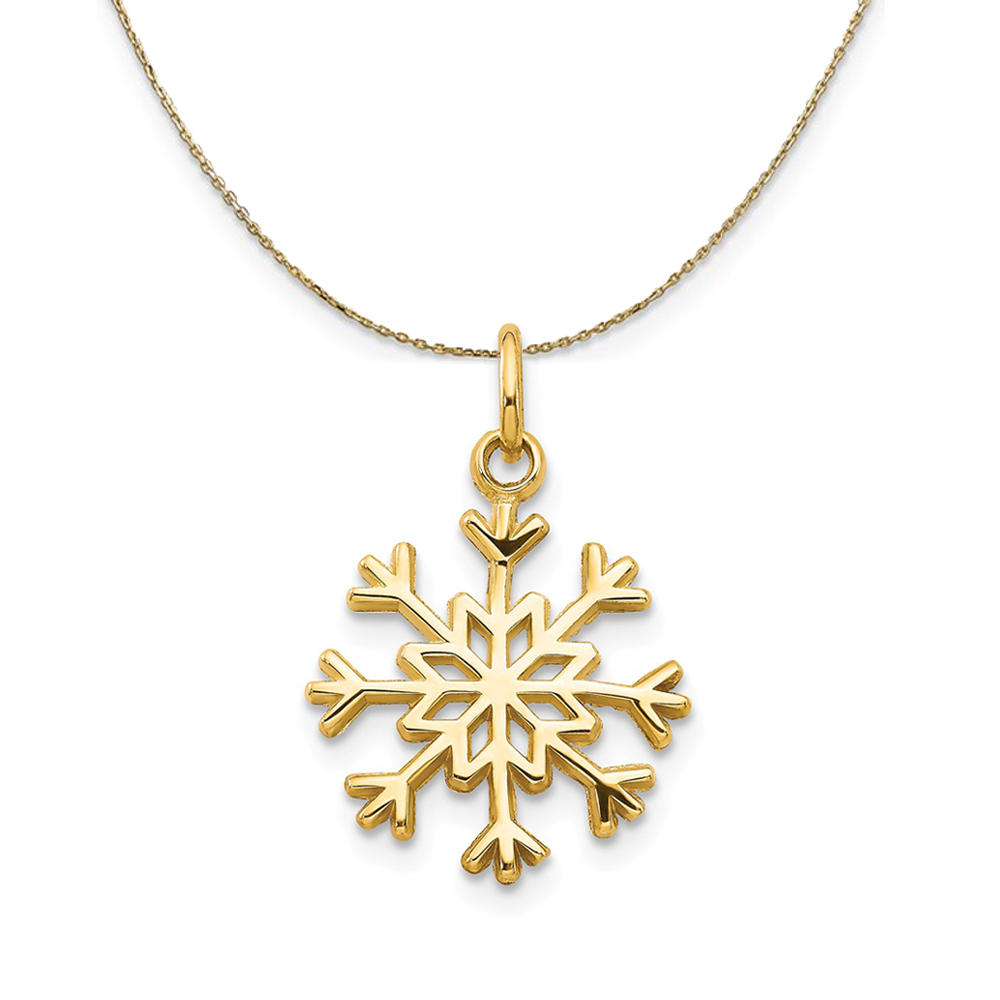 14k Yellow Gold Polished Snowflake Necklace