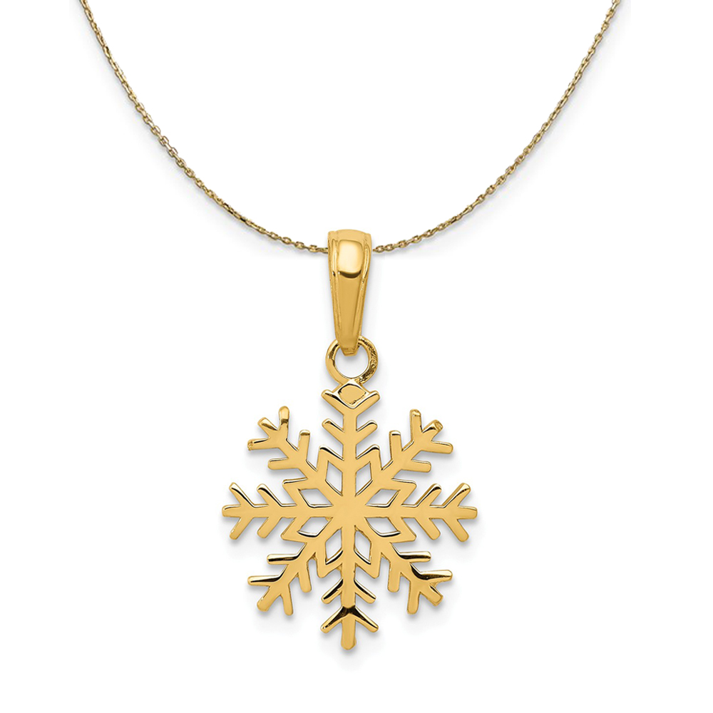 14k Yellow Gold 3D Snowflake Necklace