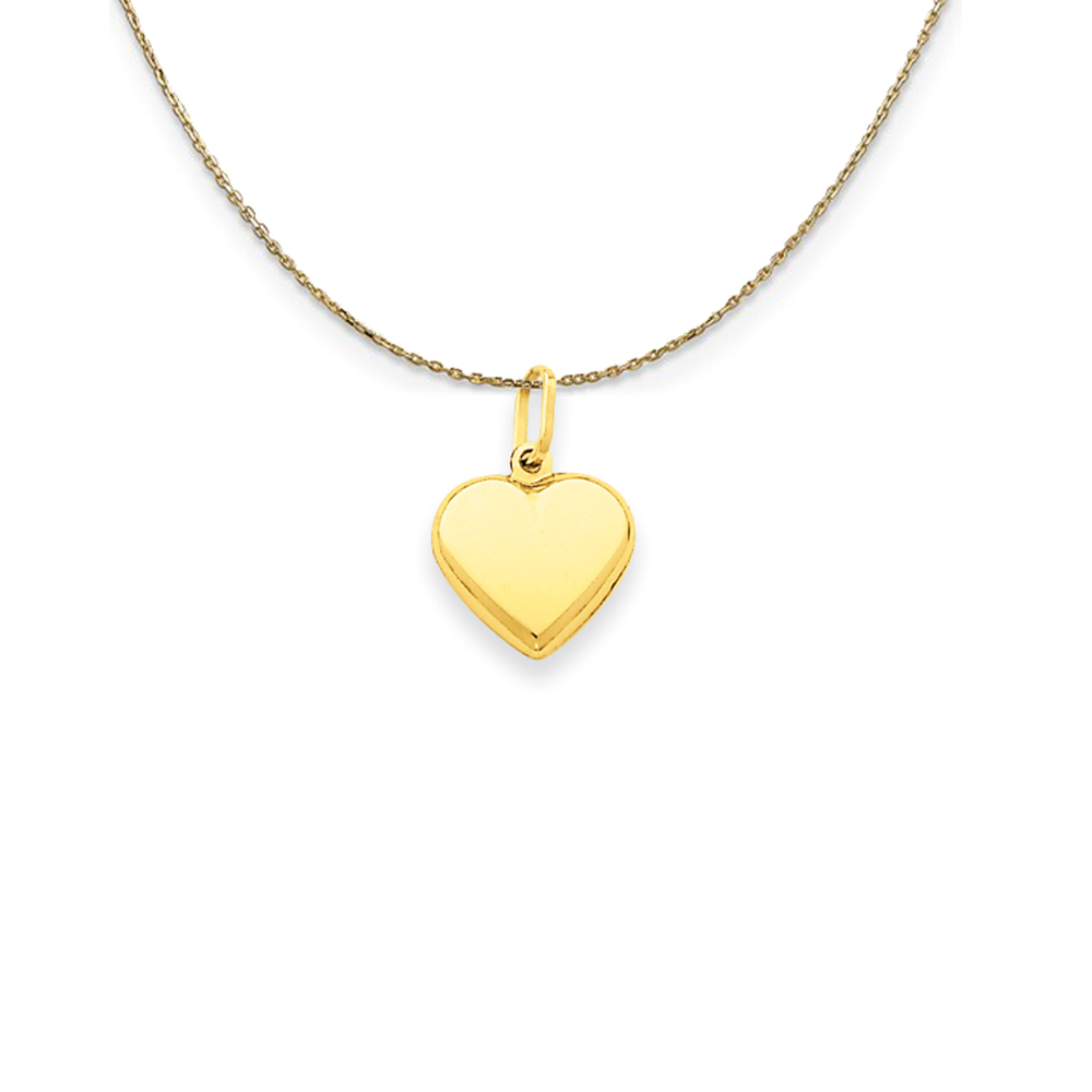 14k Yellow Gold Puffed Heart (10mm) Necklace