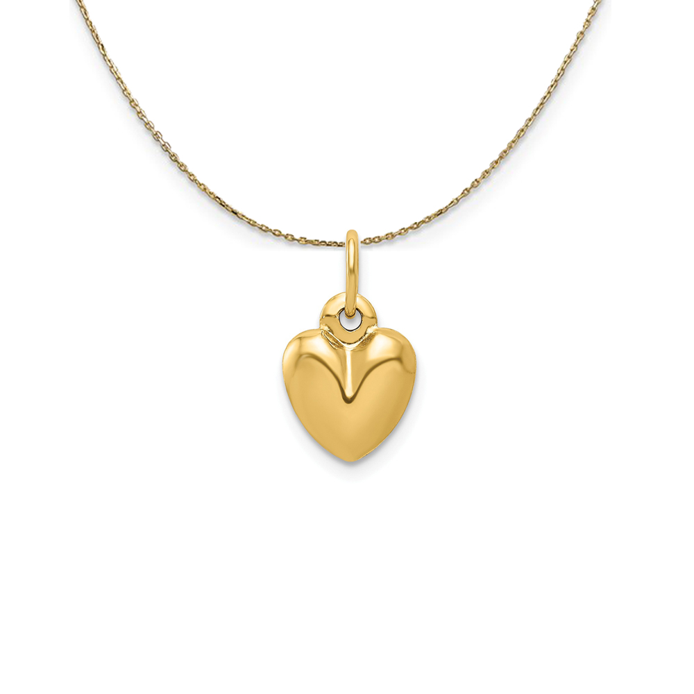 14k Yellow Gold Puffed Heart (8mm) Necklace