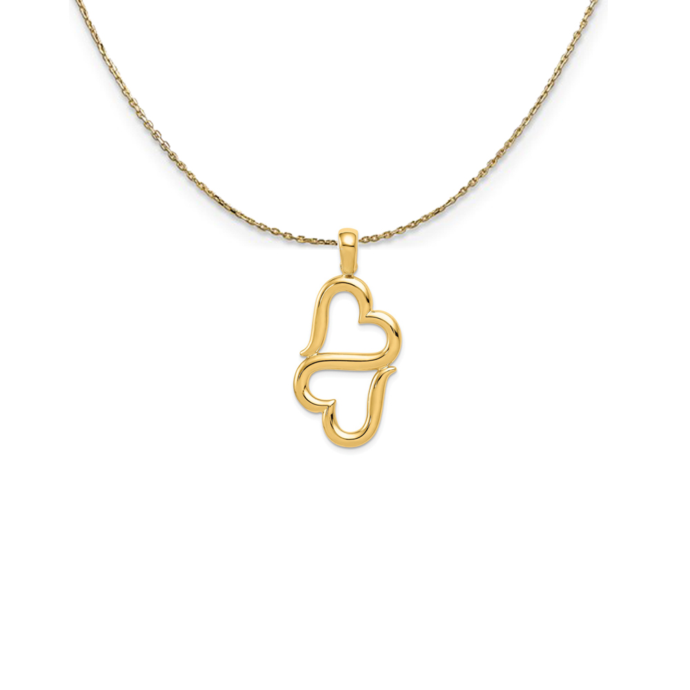 14k Yellow Gold Two Hearts Combined Necklace