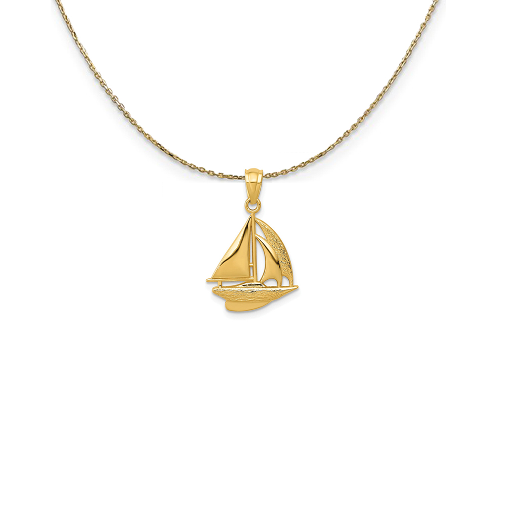 14k Yellow Gold Sailboat Necklace