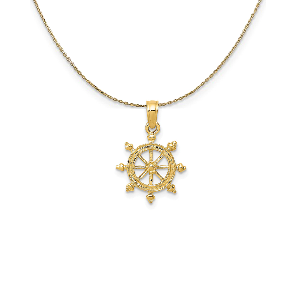 14k Yellow Gold Ship's Wheel Necklace