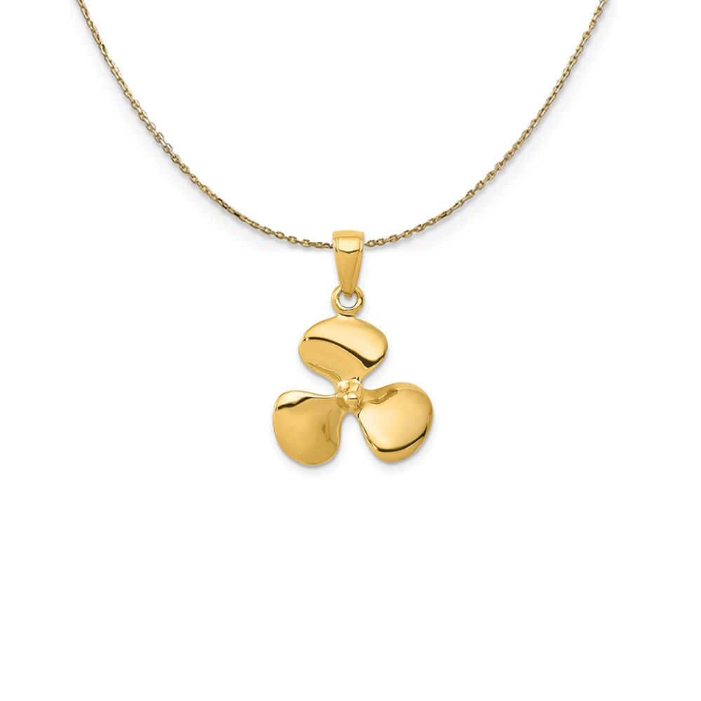 14k Yellow Gold Polished 3Dimensional Propeller Necklace