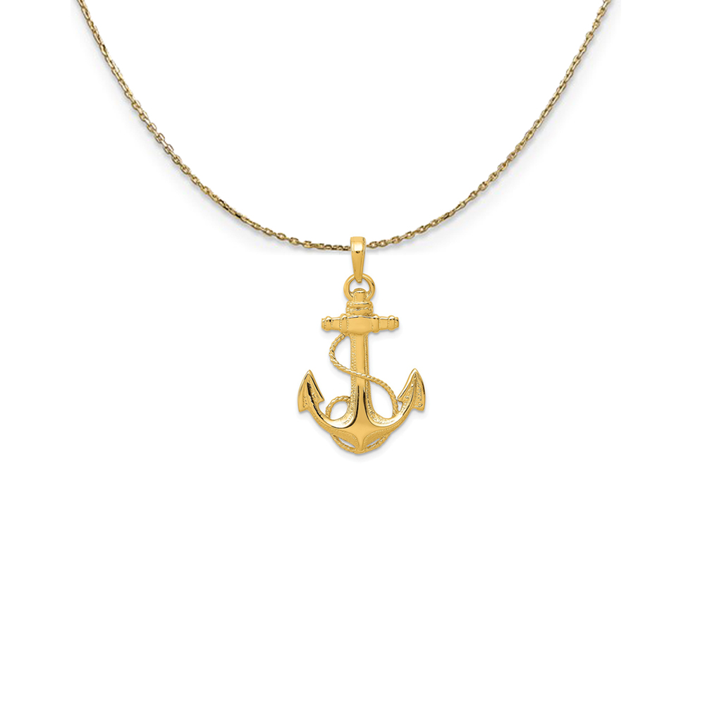14k Yellow Gold Admiralty Anchor with Rope Necklace