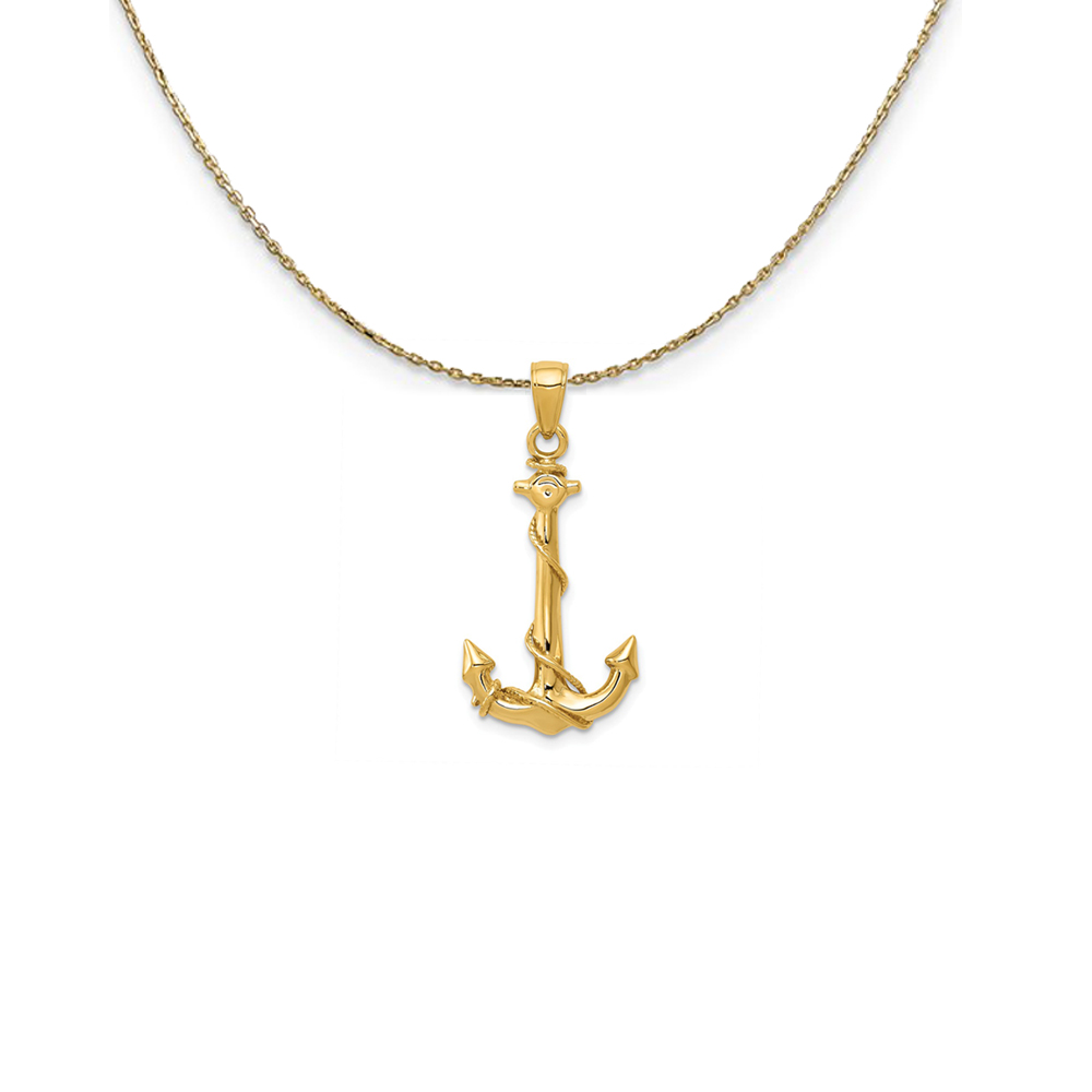 14k Yellow Gold Anchor with Rope Necklace
