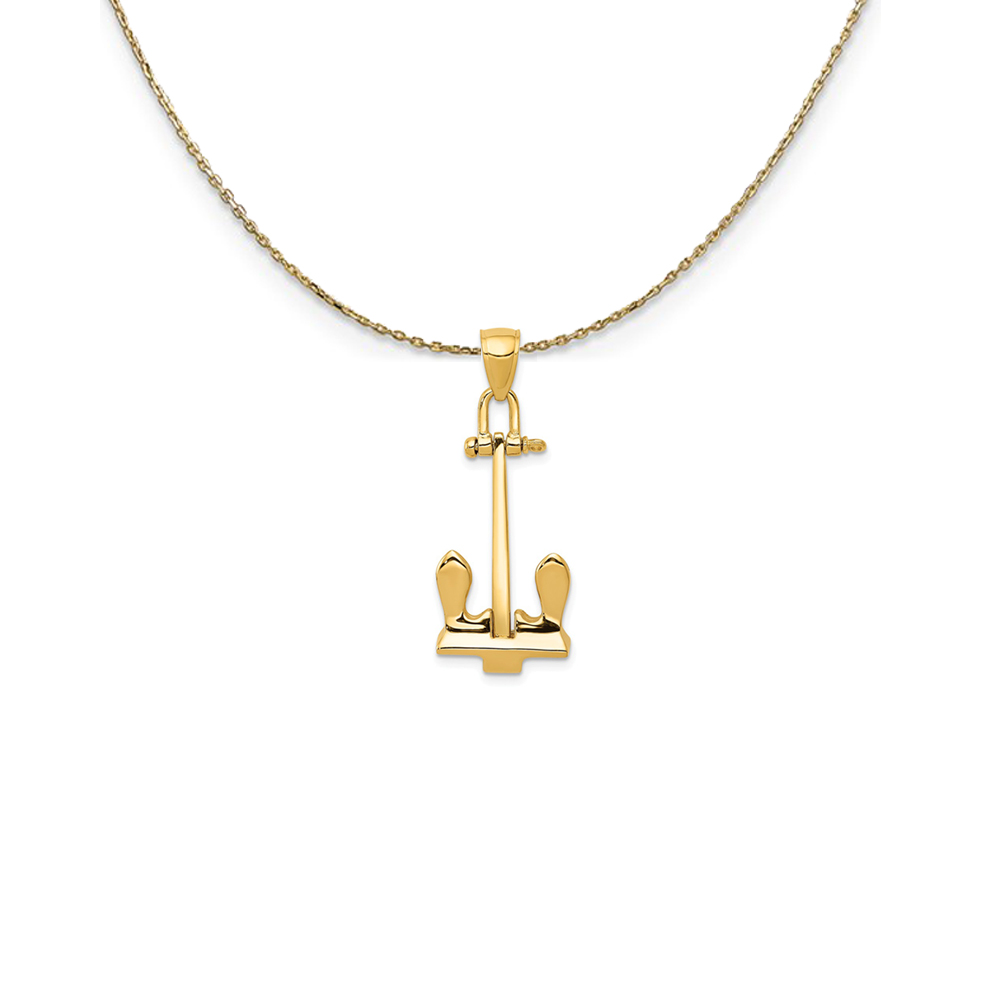14k Yellow Gold Stockless Anchor Necklace