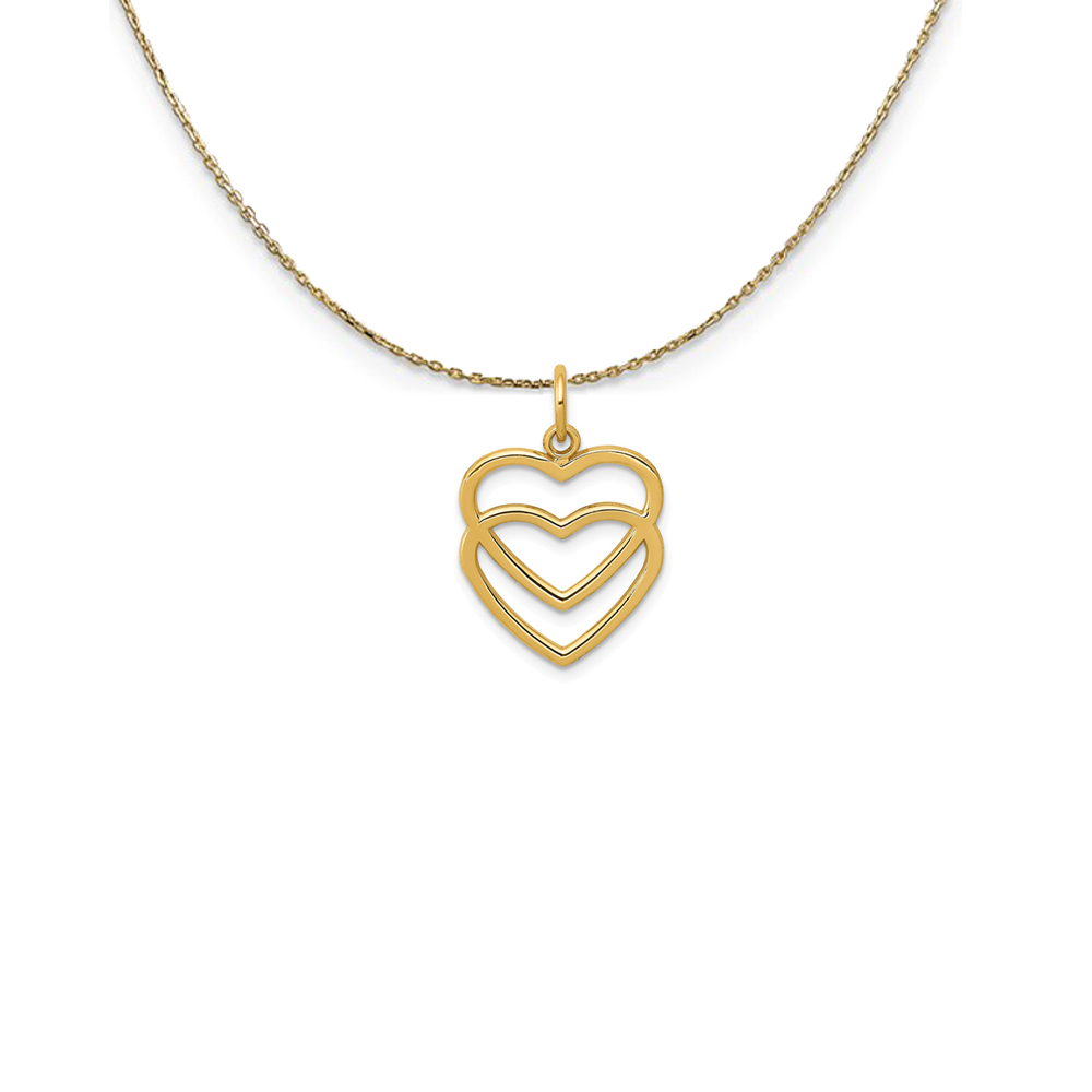14k Yellow Gold Double Open Heart Necklace