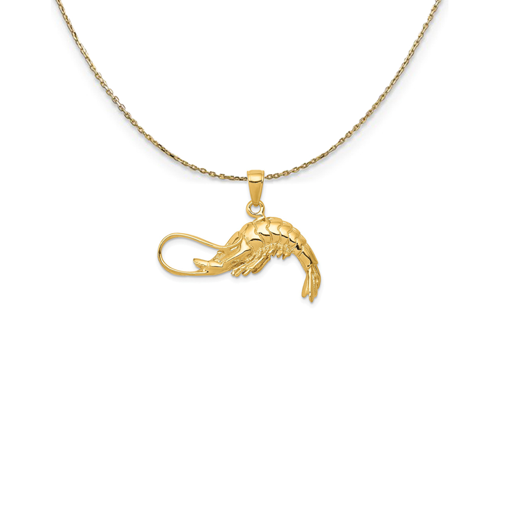 14k Yellow Gold 3 Dimensional Shrimp Necklace