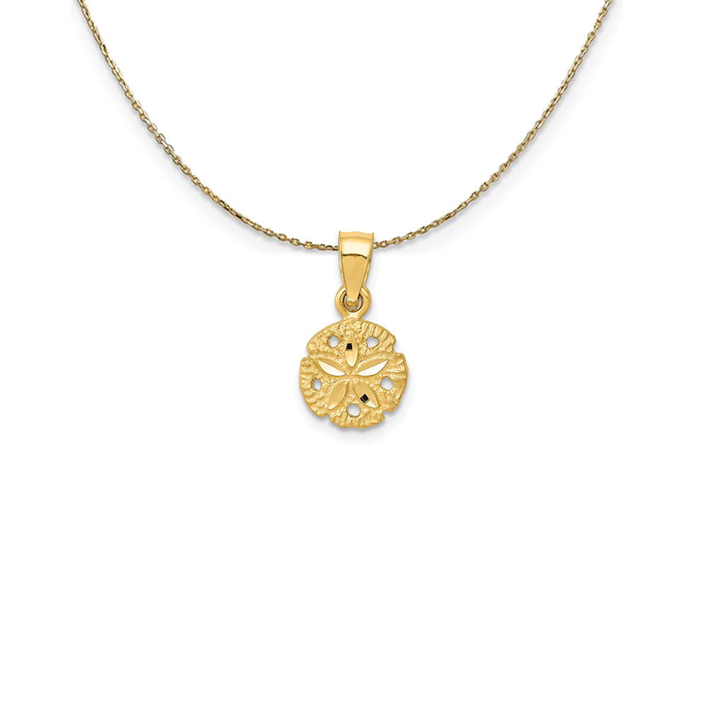 14k Yellow Gold Diamond Cut Sand Dollar Necklace