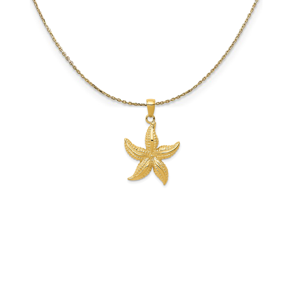 14k Yellow Gold Textured Sea Star Necklace