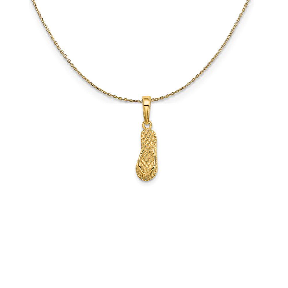 14k Yellow Gold 3D Hawaii Flip Flop Sandal Necklace