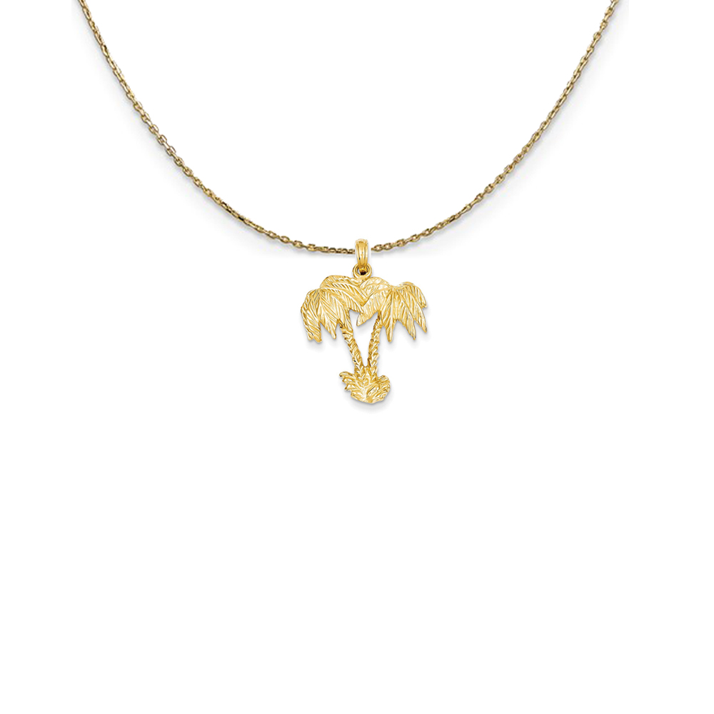 14k Yellow Gold Double Palm Trees Necklace