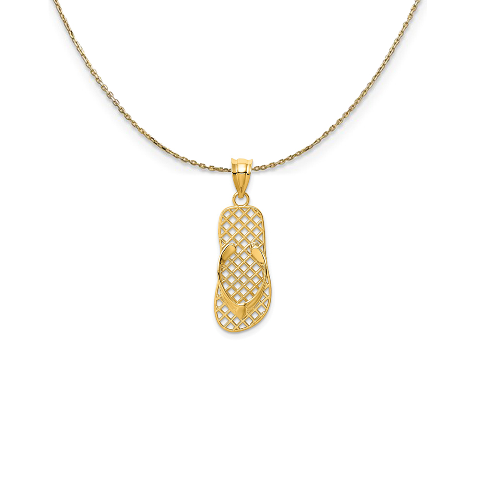 14k Yellow Gold Mesh Flip Flop Necklace