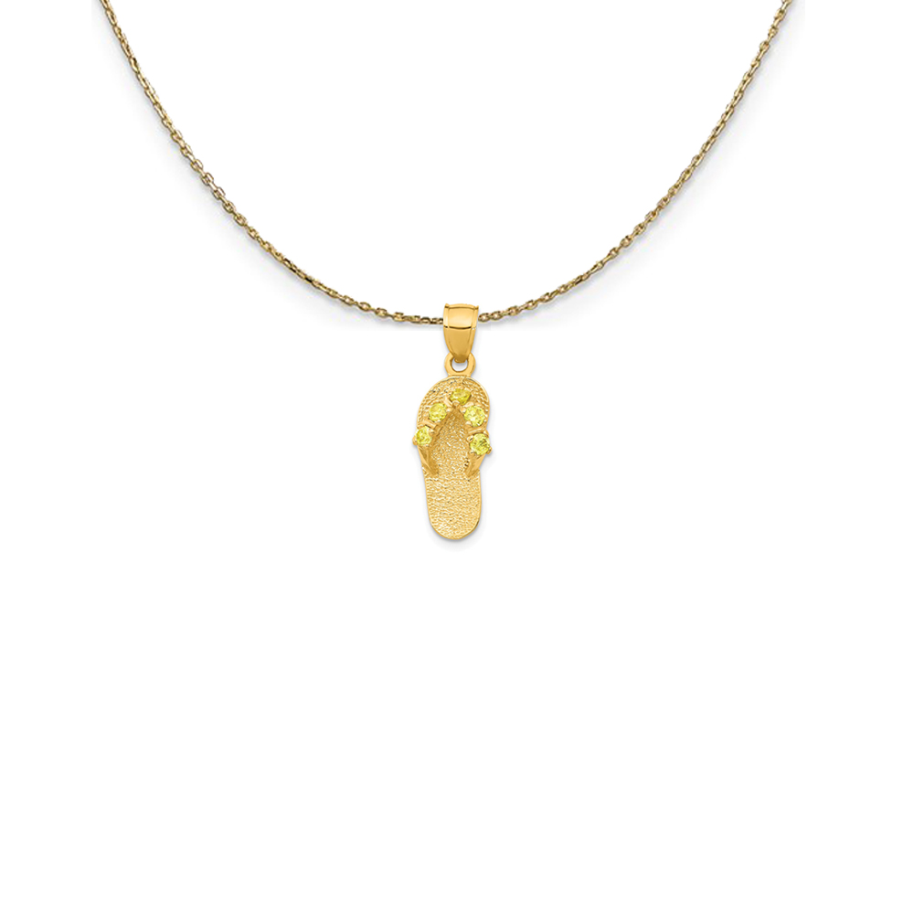 14k Yellow Gold November CZ Birthstone Flip Flop Necklace