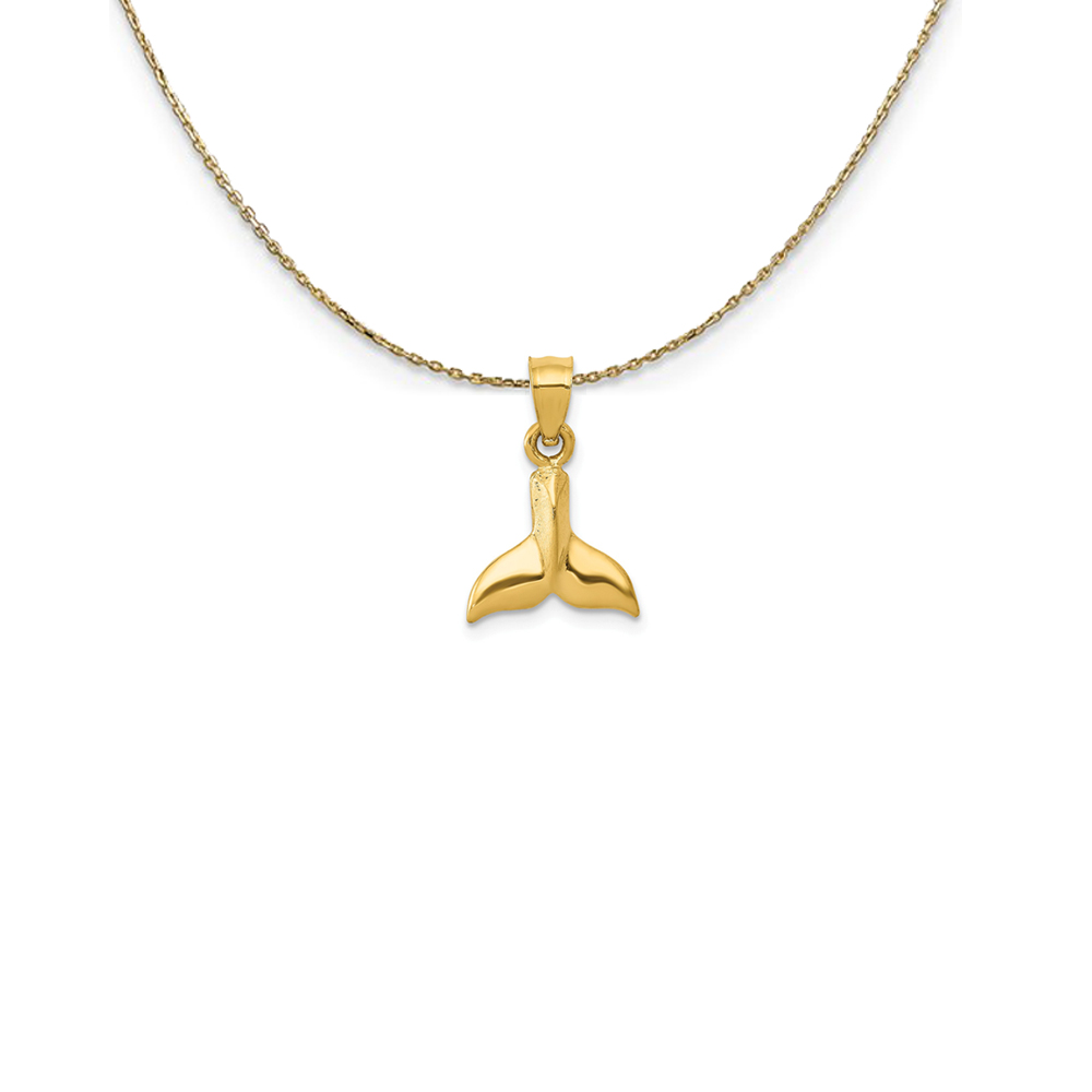 14k Yellow Gold 3D Whale Tail Necklace