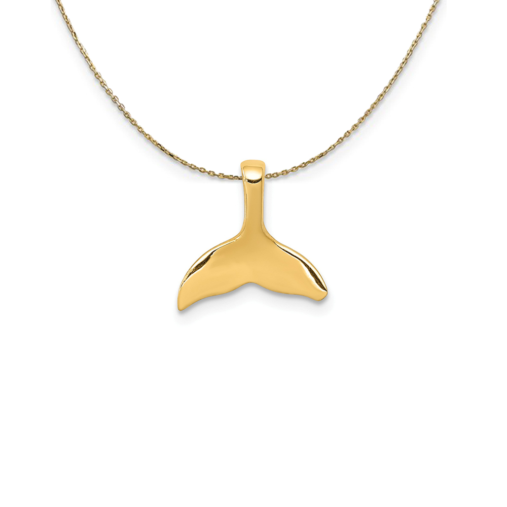 14k Yellow Gold Whale Tail Slide Necklace