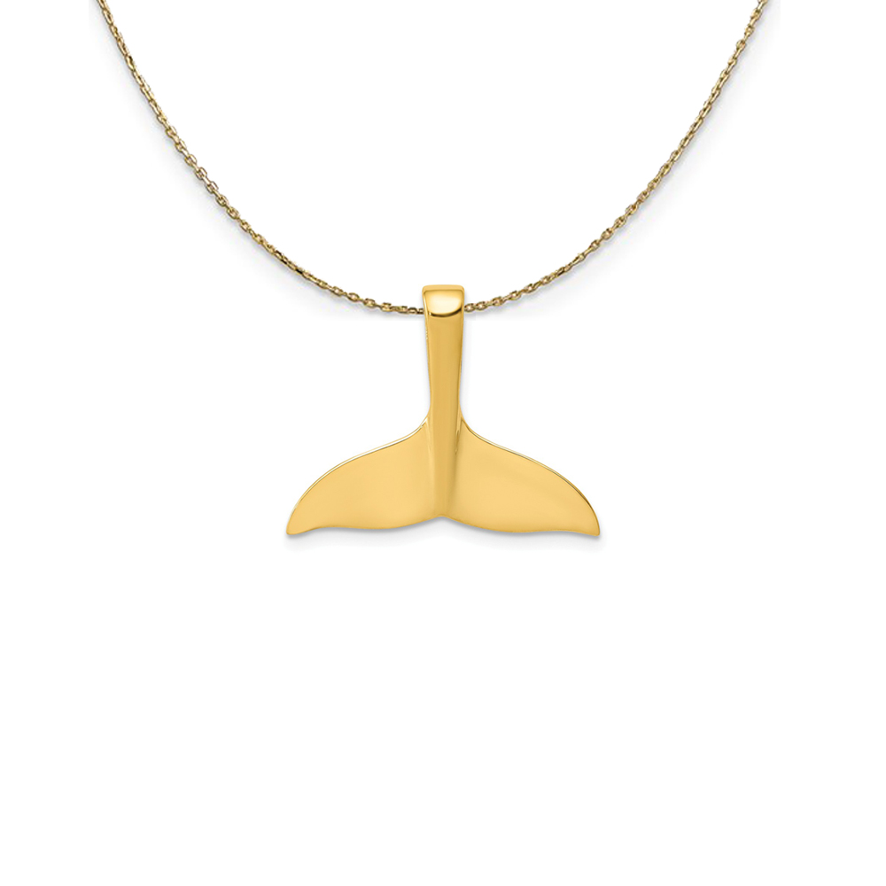 14k Yellow Gold Polished Whale Tail Slide Necklace