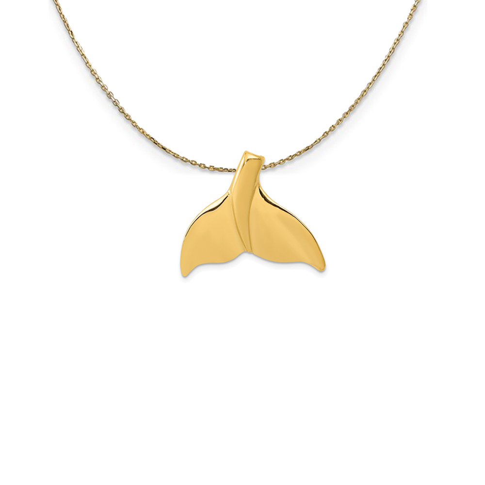 14k Yellow Gold Whale Tail Slide Necklace