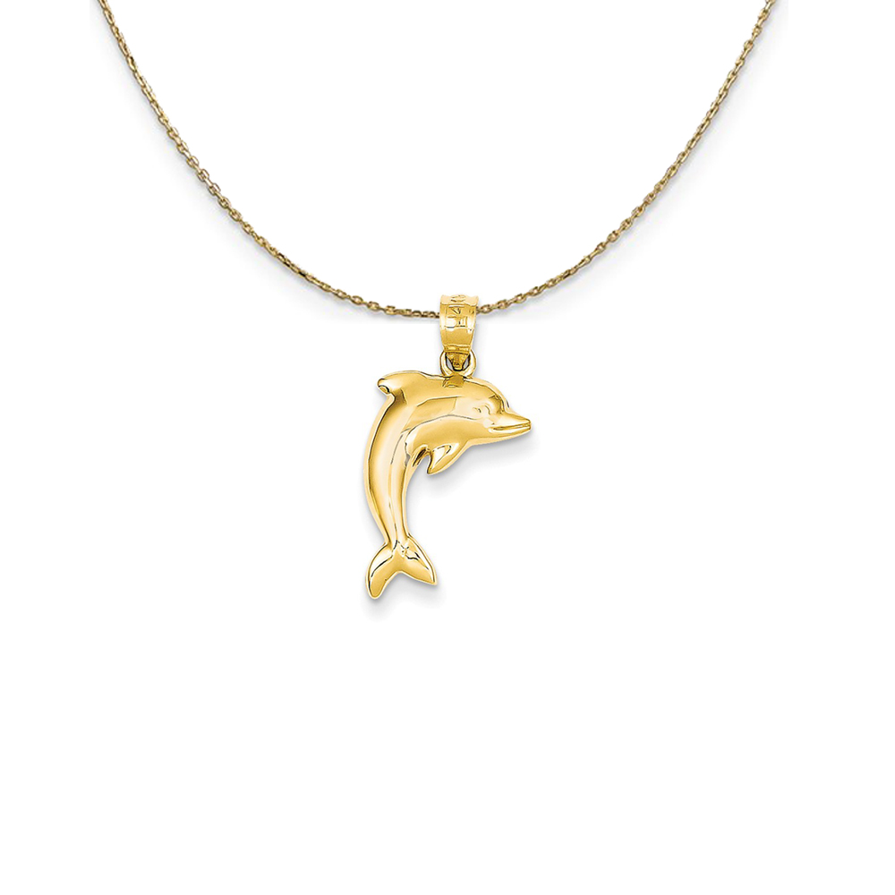 14k Yellow Gold Polished Dolphin Necklace