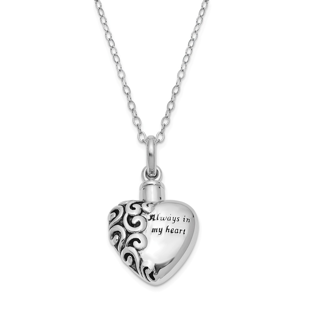 Sterling Silver Always in My Heart Ash Holder Necklace, 18 Inch