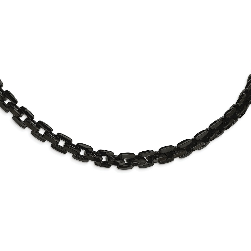 Stainless Steel and Black Anchor Link Necklace