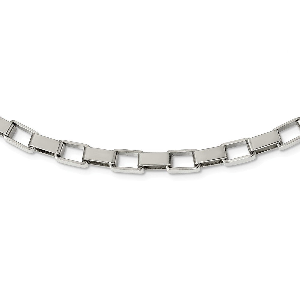 Mens Stainless Steel 6mm Rectangle Rolo Chain Necklace, 22 Inch