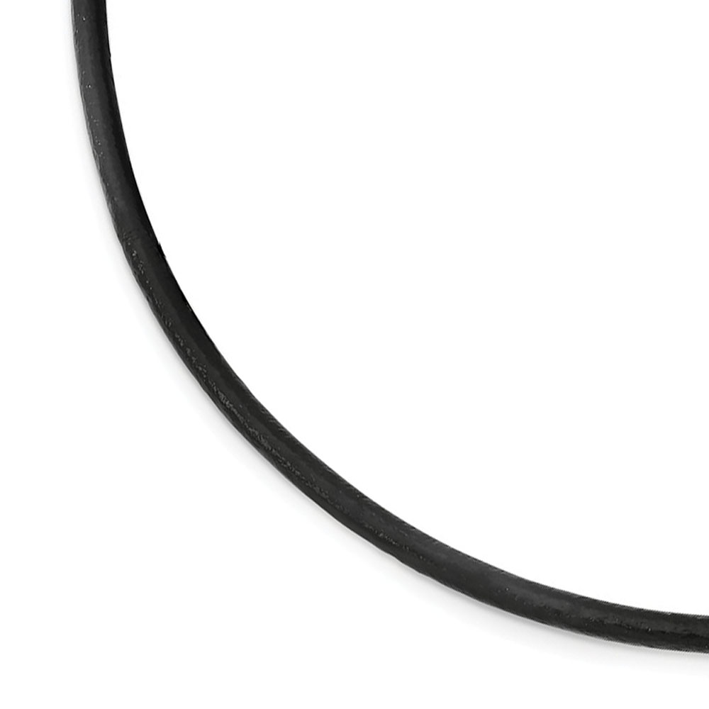 3mm Black Leather Textured Cord &amp; Stainless Steel Clasp Necklace 18 In