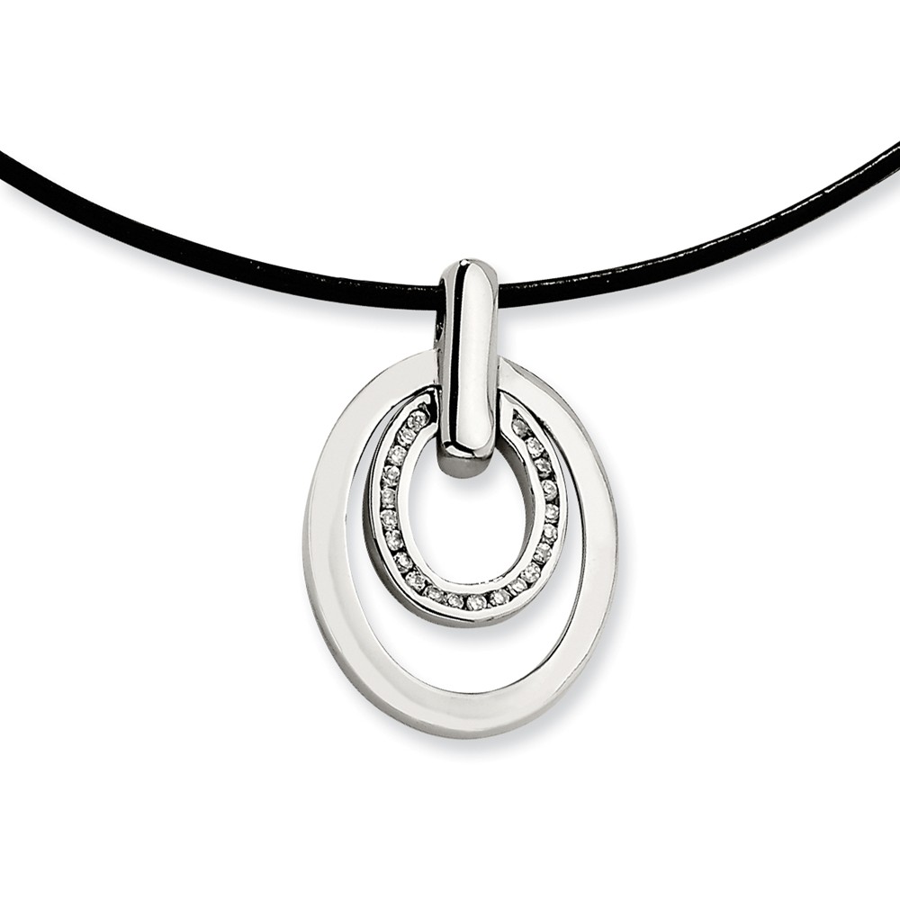 Women's Stainless Steel Embracing Gems Necklace with Cubic Zirconia