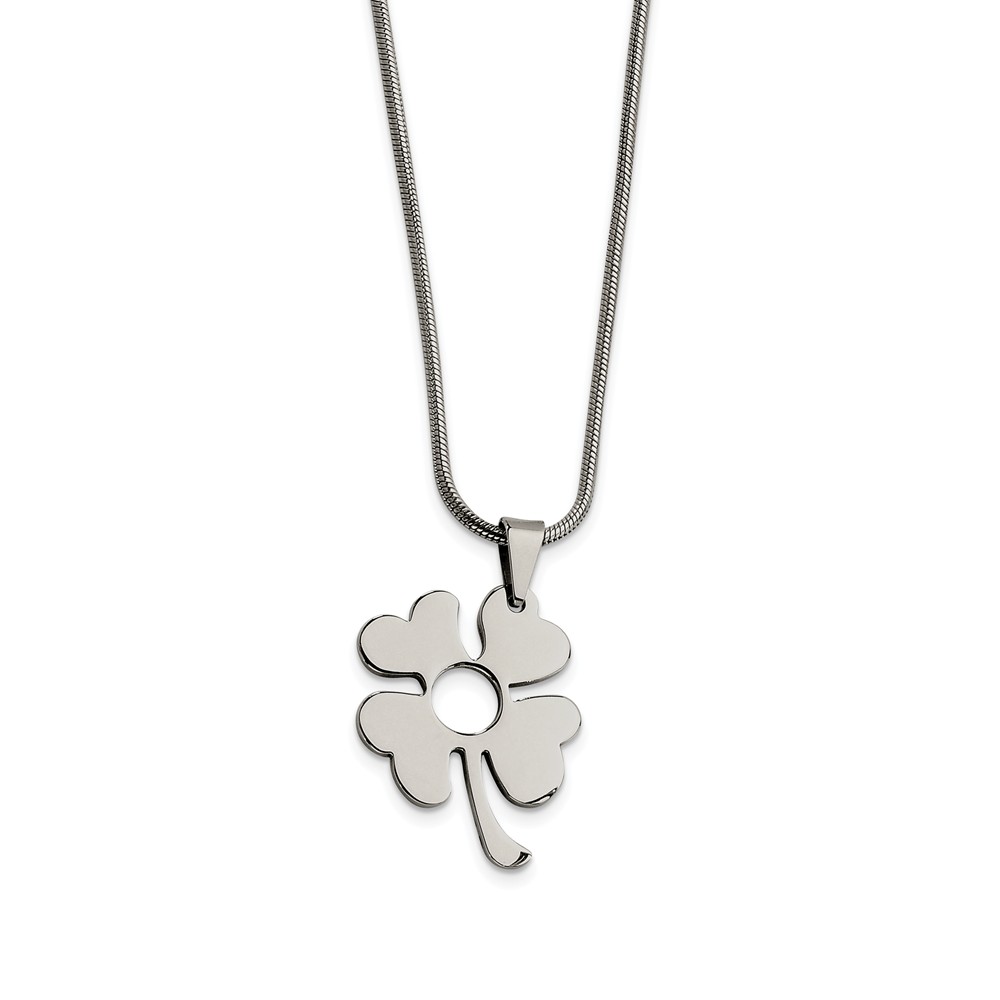 Women's Stainless Steel Polished Four Leaf Clover Necklace