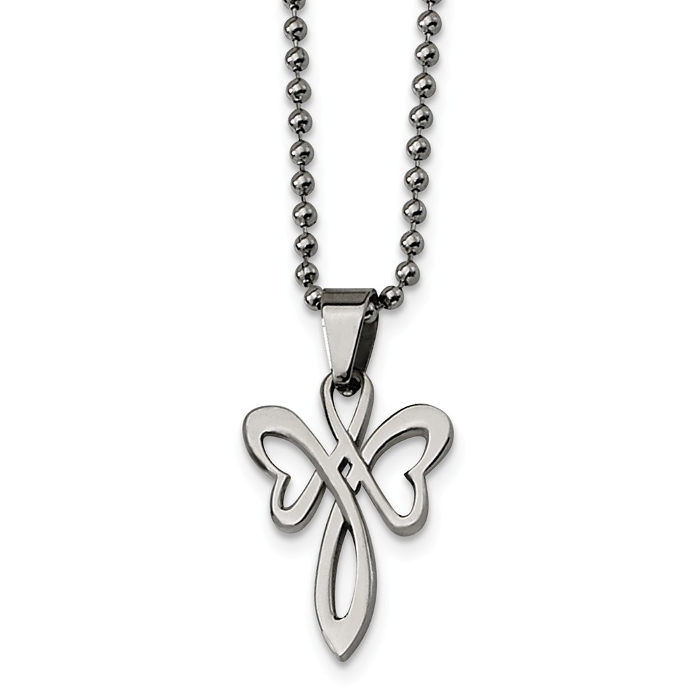 Stainless Steel Heart Cross Necklace