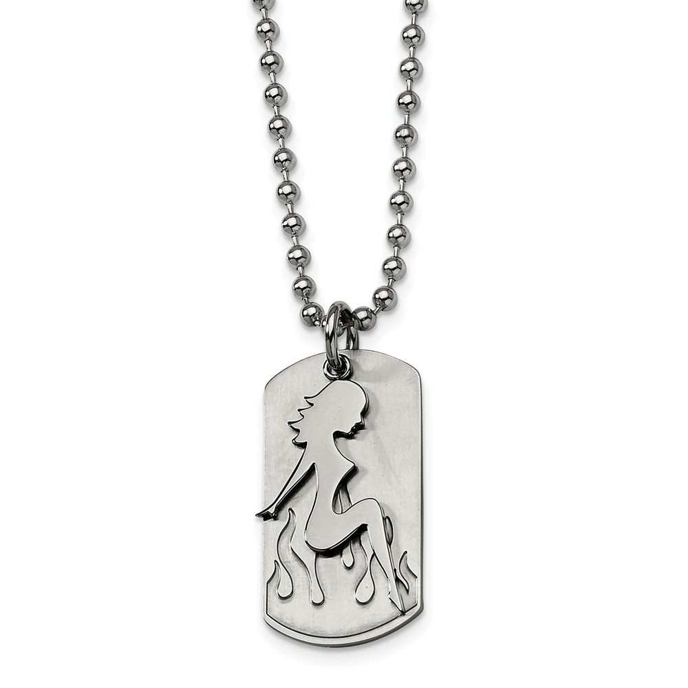 Men&#039;s Stainless Steel Lady Dog Tag Necklace