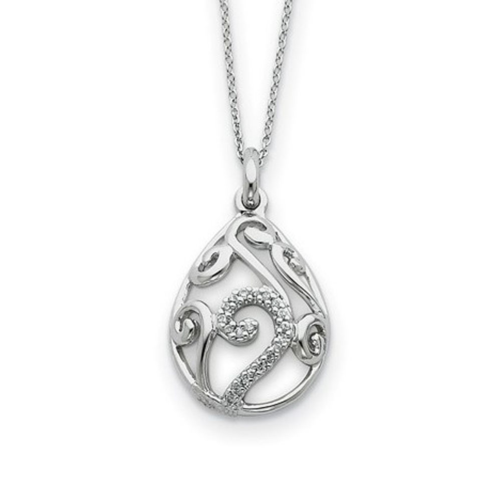 Sterling Silver, White Agate & CZ Dew of Heaven Necklace