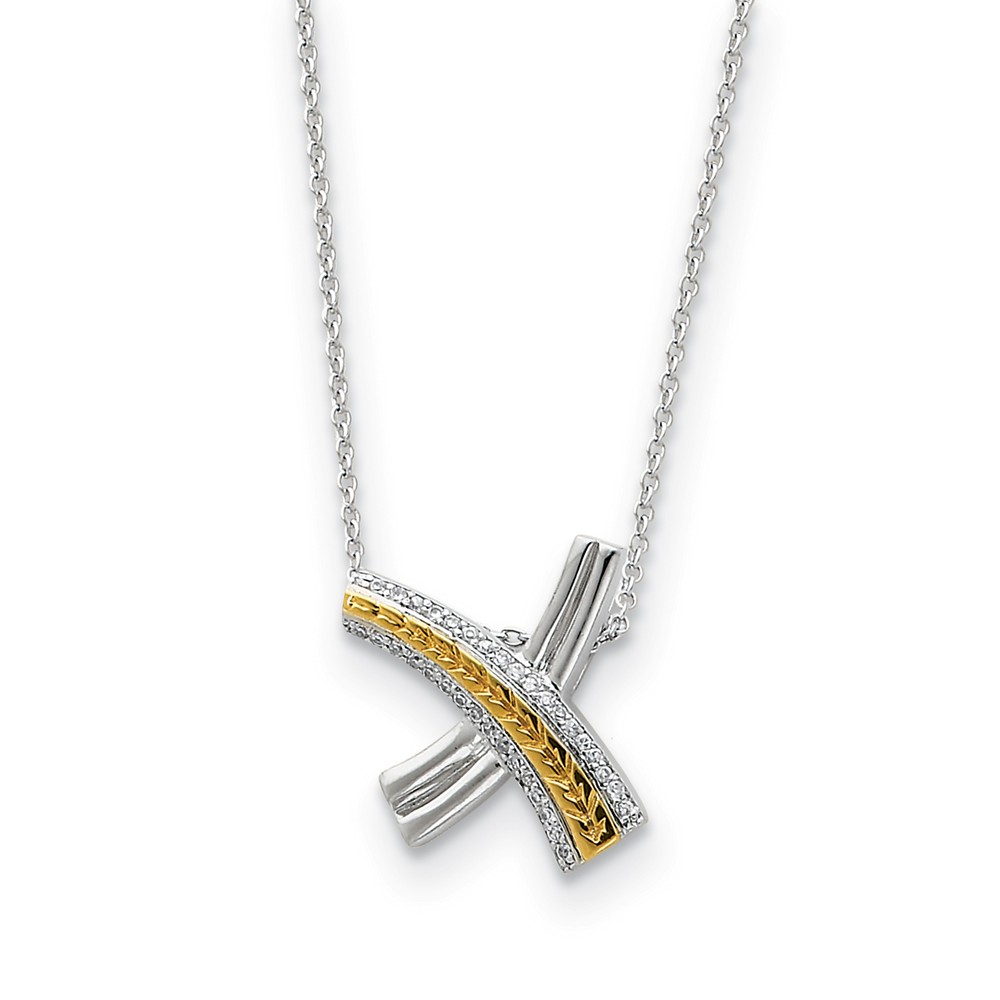 Rhodium & Gold Tone Plated Silver Sealed with a Kiss Necklace