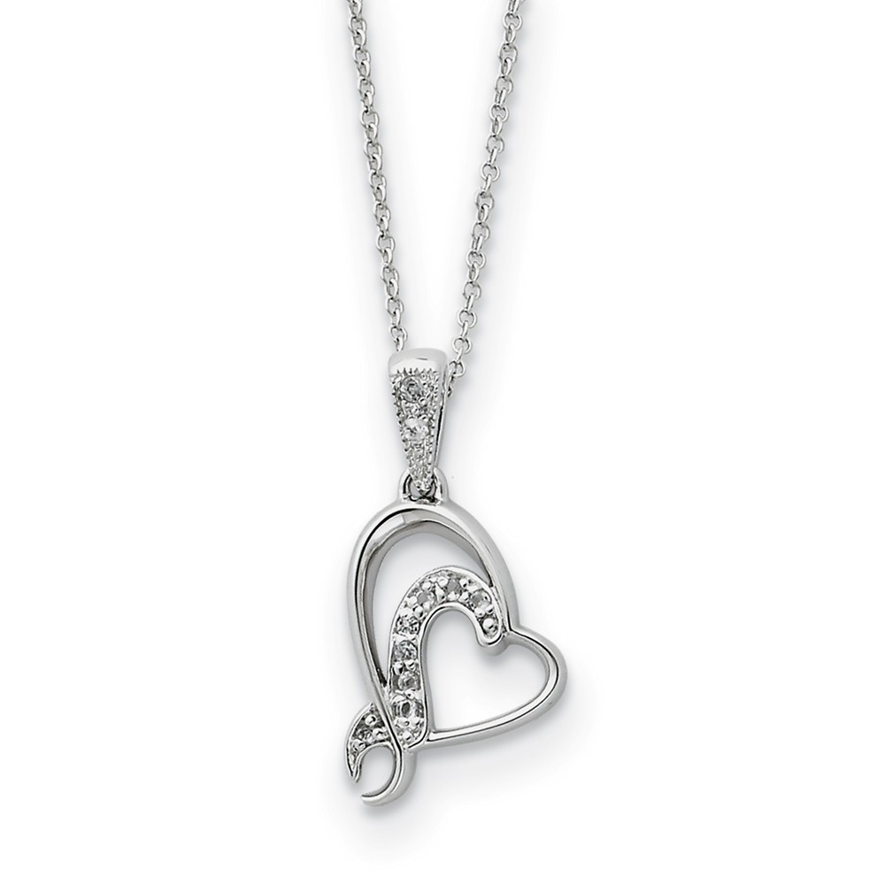 Sterling Silver &amp; CZ My Sister or My Bridesmaid Heart Necklace, 18 In.