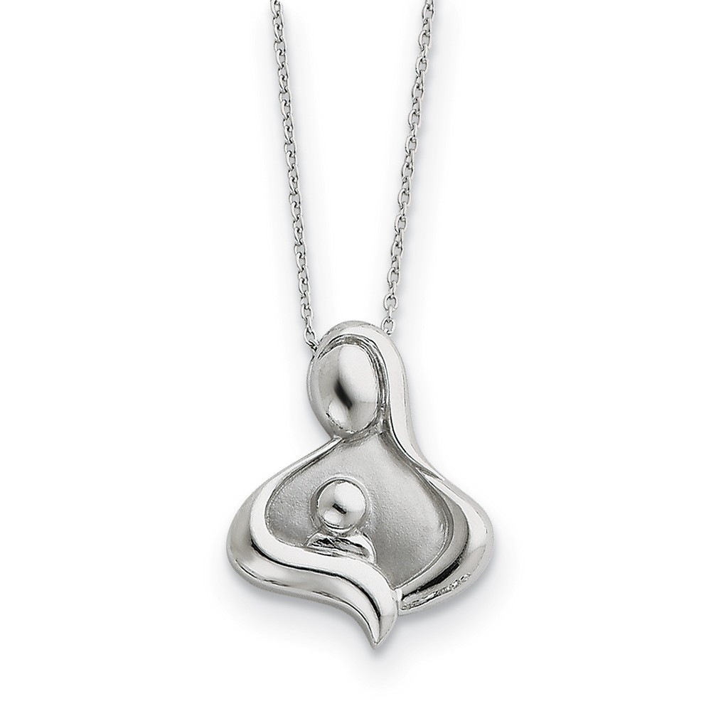 Rhodium Plated Sterling Silver Maternal Bond Necklace, 18 Inch Rhodium Plated Sterling Silver Maternal Bond Necklace, 18 Inch