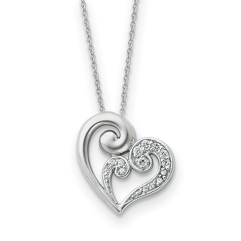 Rhodium Plated Sterling Silver, A Mother&#039;s Journey Heart Necklace