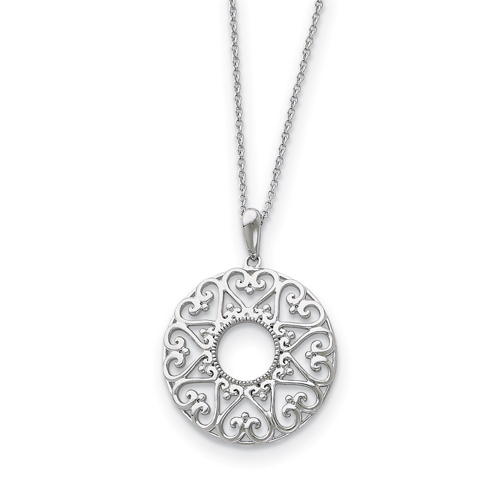 Rhodium Plated Sterling Silver Family Heart Strings Necklace