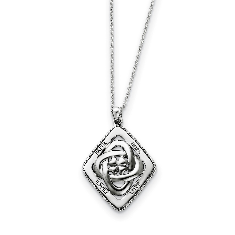 Rhodium Plated Sterling Silver Family Blessings Necklace