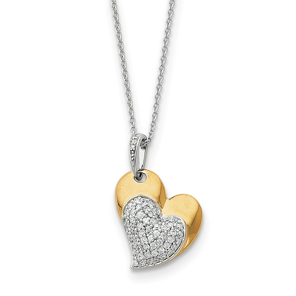 Sterling Silver, Gold Tone & CZ Blessed Beyond Measure Heart Necklace