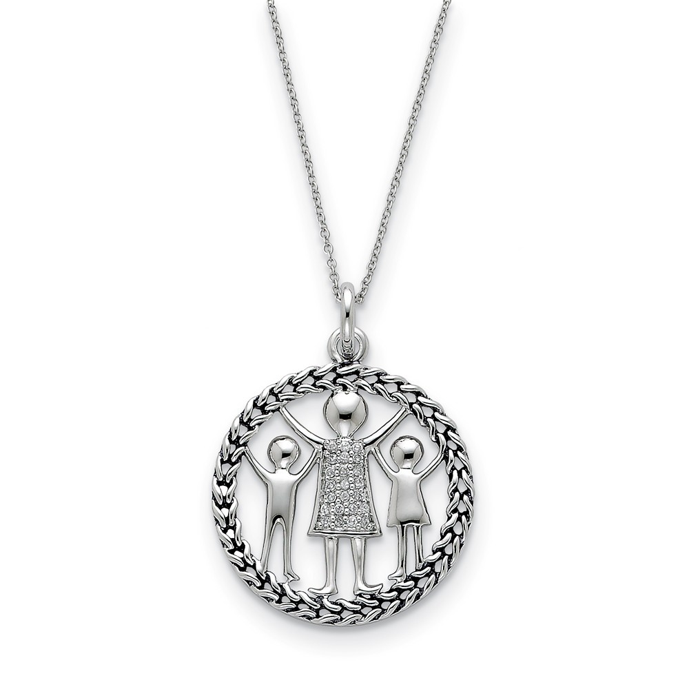 Sterling Silver & CZ Knitted Together By Love Necklace