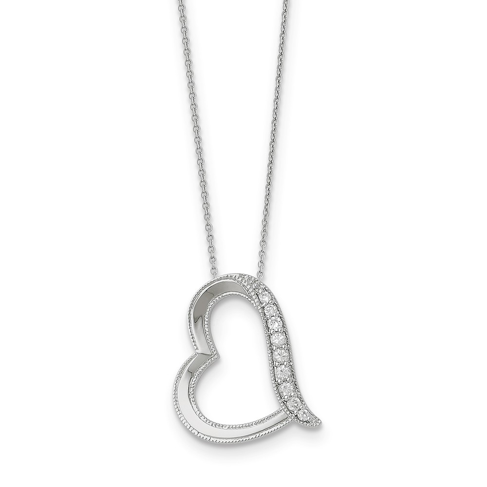 Rhodium Plated Sterling Silver & CZ Daughter-in-Law Heart Necklace