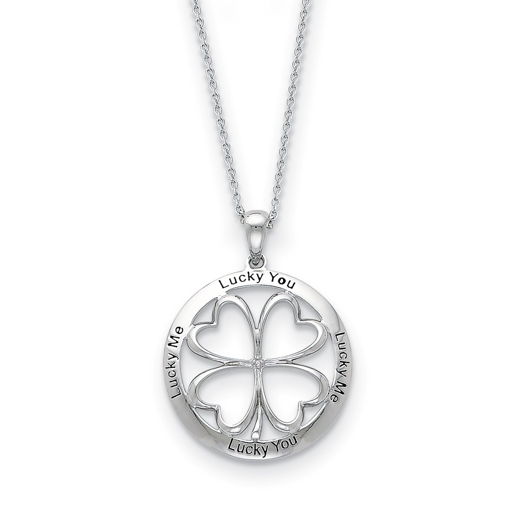 Sterling Silver & CZ Lucky Me, Lucky You, Friendship Necklace