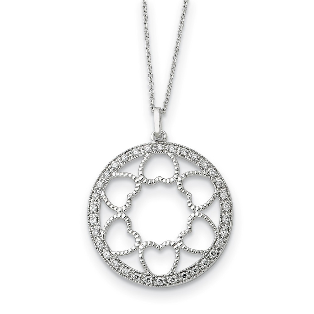 Rhodium Plated Sterling Silver &amp; CZ Full of Blessings Necklace, 18 In.