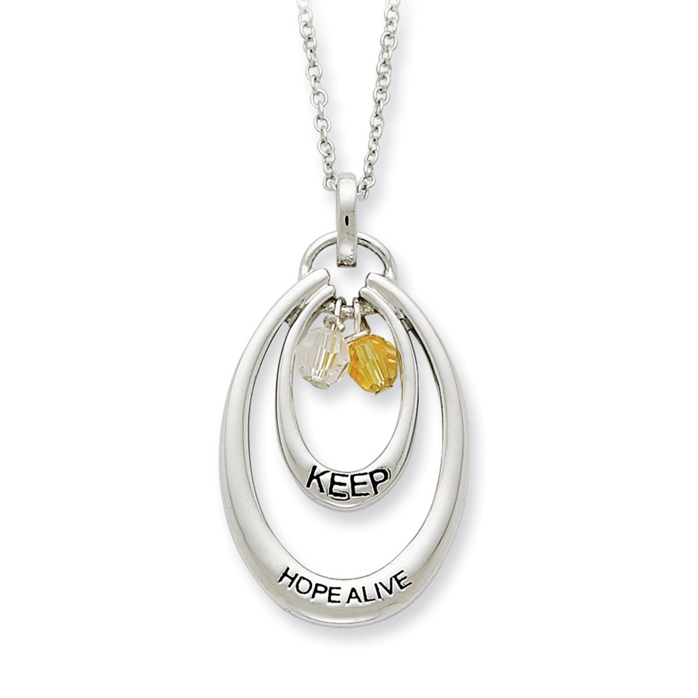 Sterling Silver & CZ, Keep Hope Alive Double Oval Necklace