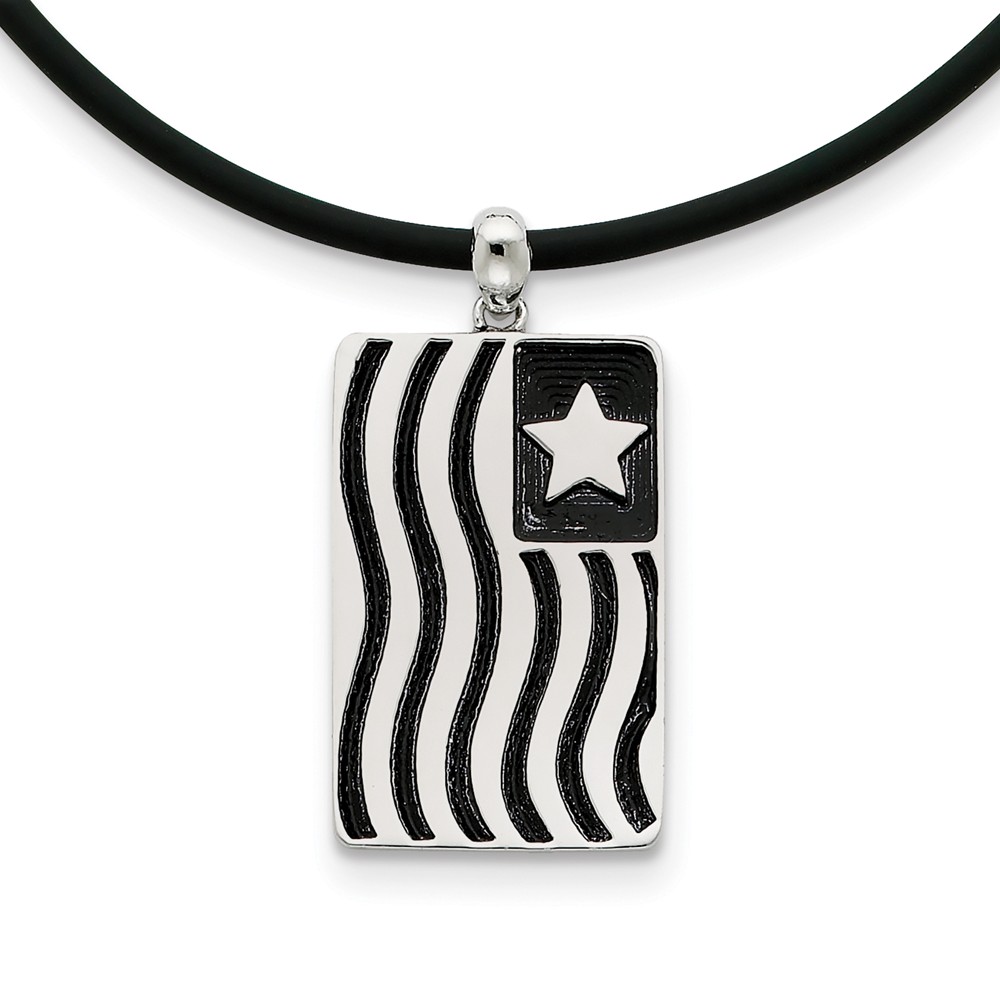 Sterling Silver & Rubber Cord Antique Waves of Pride Necklace