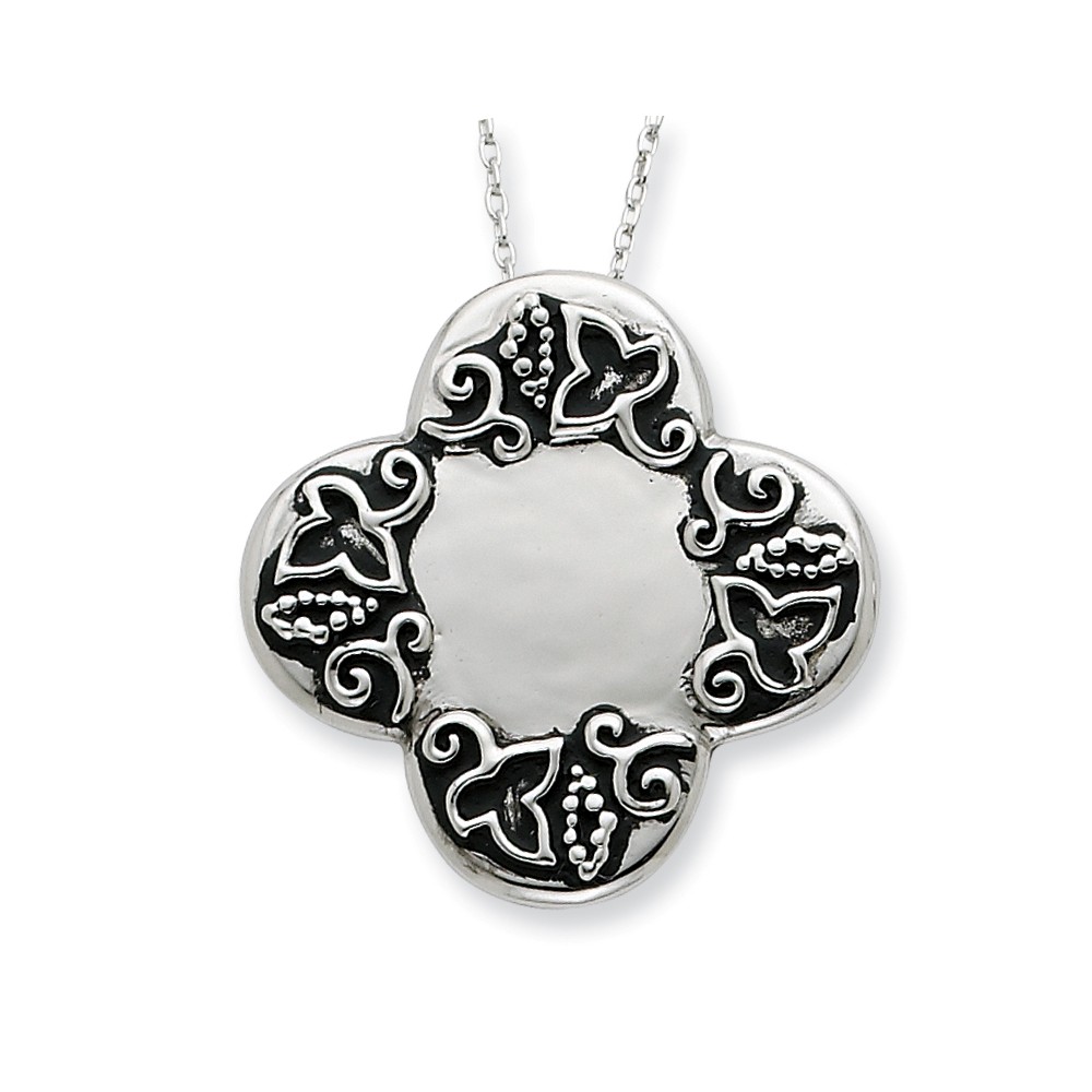 Rhodium Plated Sterling Silver Dieters Prayer Cross Necklace