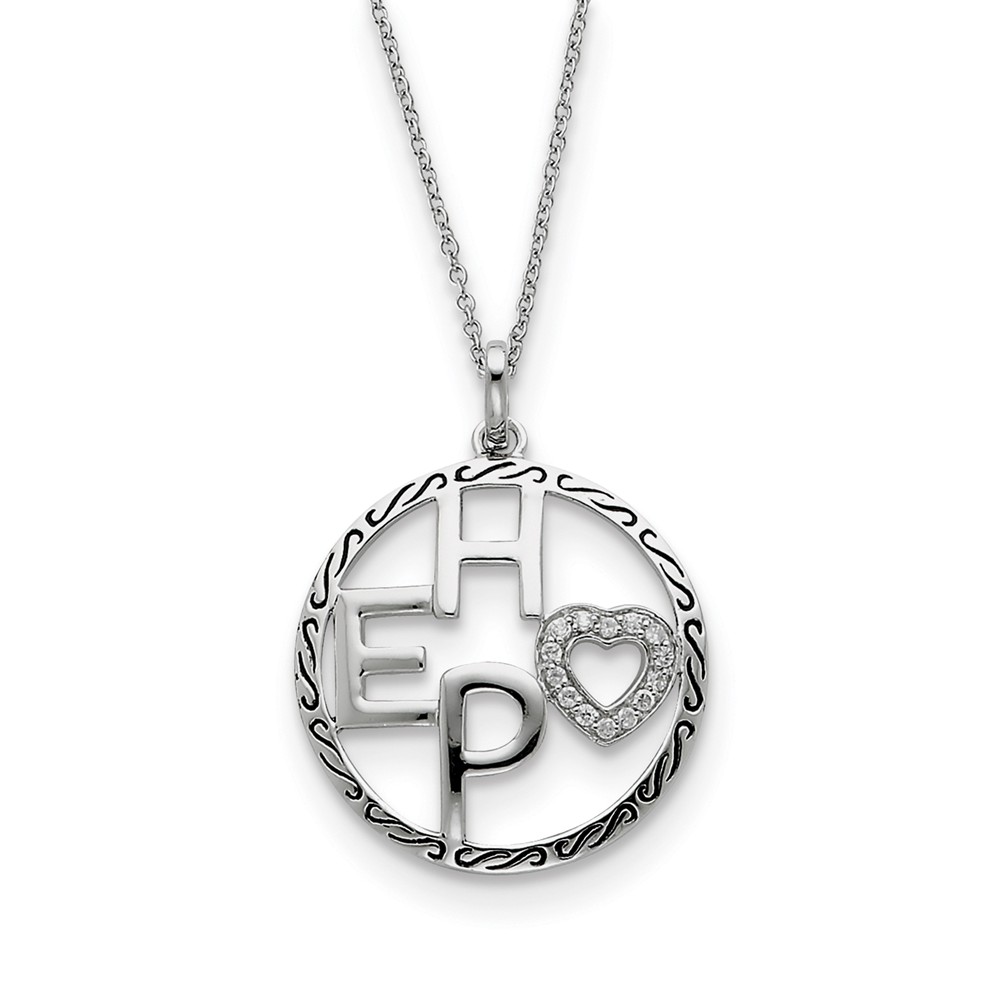 Rhodium Plated Sterling Silver & CZ Hope Necklace