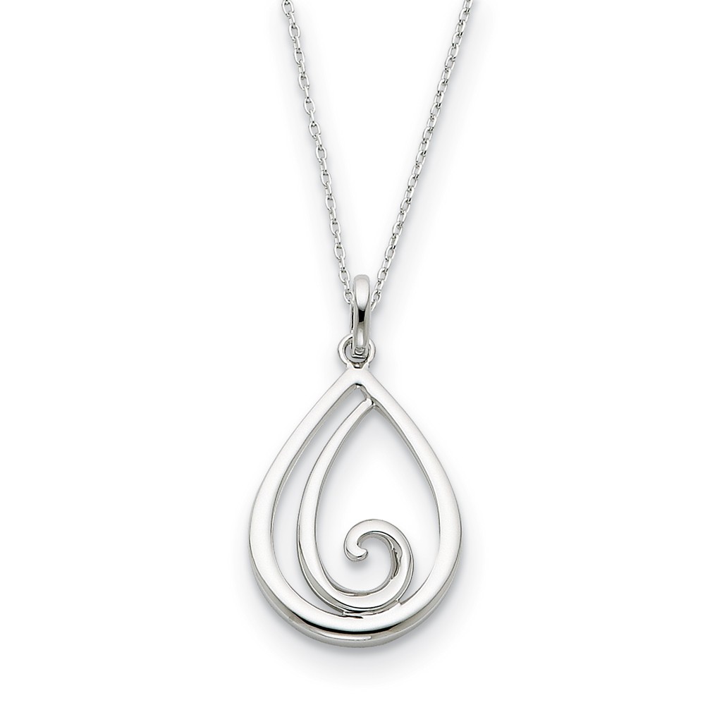 Sterling Silver Remember Me Always, Teardrop Necklace